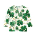 thumbnail image 5 of POTETI St Patricks Girls Shirts Shamrock 3/4 Sleeve Crew Neck Shirt Tops, 5 of 5