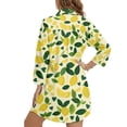 thumbnail image 2 of Xoenoiee Lemon Leaves Print Swimsuit Coverup for Women Button Down Bathing Suit Cover Up Curved Hem Summer Beach Shirt Dresses with Pocket, L, 2 of 7