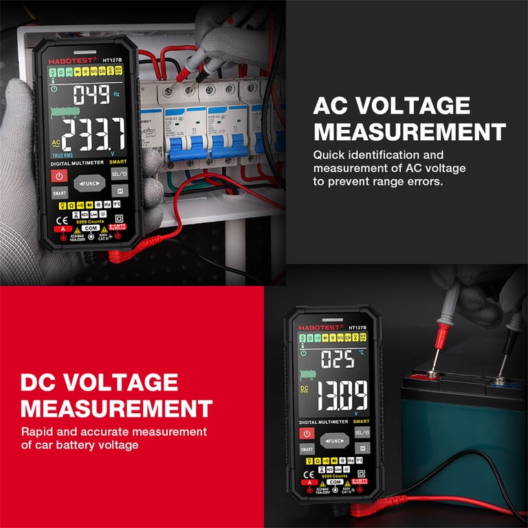 Digital Multimeter – Auto-Ranging, Anti-Burn, With Color Screen For Voltage, Current, Resistance