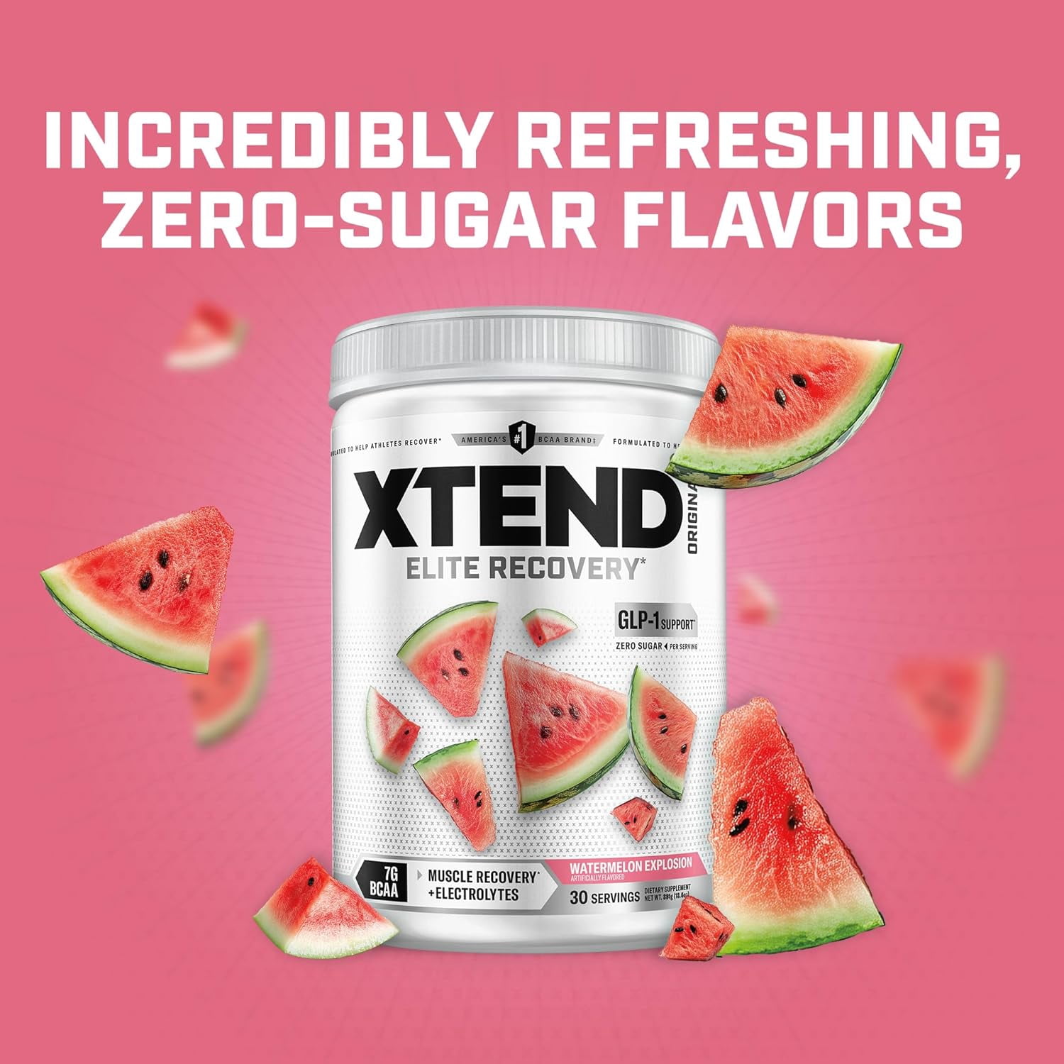 XTEND Original BCAA Powder, Sugar Free Post Workout Muscle Recovery Drink with Amino Acids and 7g BCAAs, Watermelon Explosion Flavor, 30 Servings