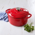 thumbnail image 5 of Lodge 5.5 qt Enameled Cast Iron Dutch Oven with Loop Handles, Red, 5 of 6