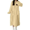 thumbnail image 4 of Blmnix Flannel Women Nightgown Moomoo Warm Fleece Long Sleeve Nightwear Yellow V-Neck Oversized Sleep Dress, 4 of 5