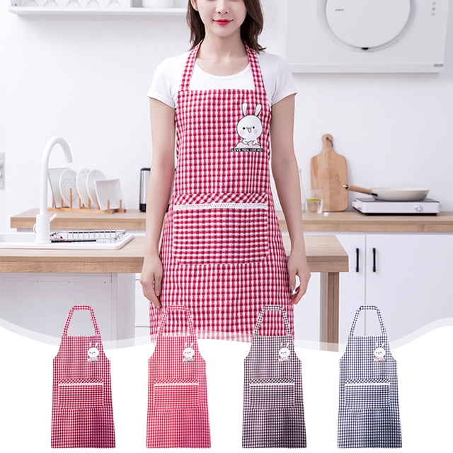Cotton Apron for Cooking with Large Pockets - Oil Resistant Kitchen Bib for Adults, Adjustable & Breathable
