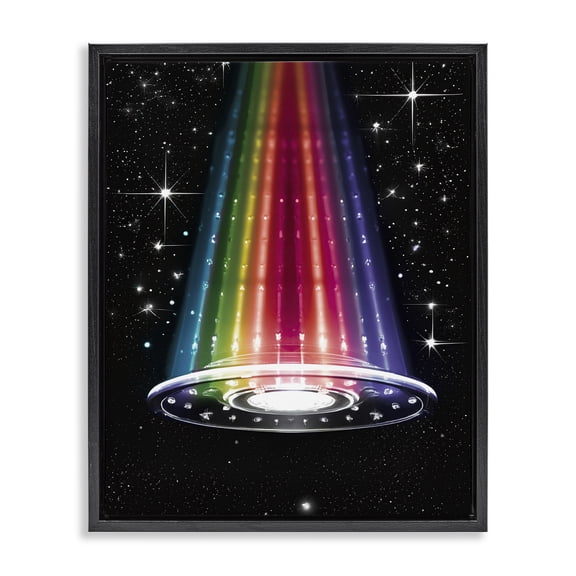 Stupell Industries Eclectic Rainbow Galaxy UFO Black Floating Frame Canvas Art, 17 x 21, by Sasha