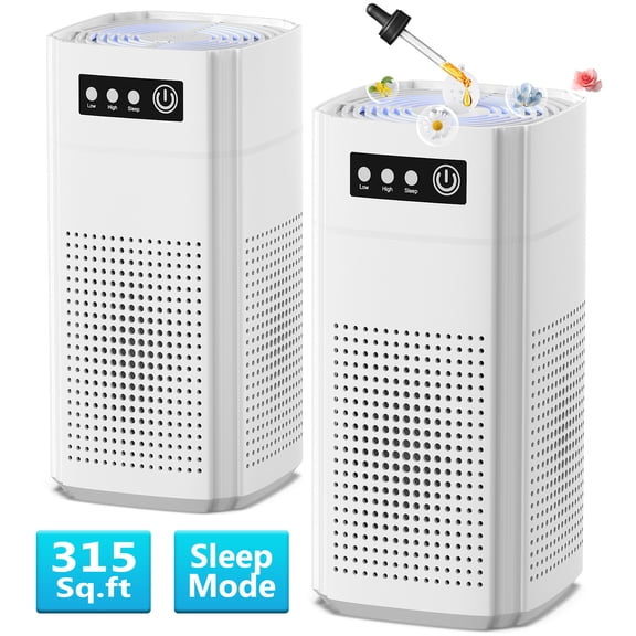 AIRFIRE Air Purifiers for Bedroom 315 Sq.ft, HEPA Air Purifiers with Night Light , Air Cleaner for Pets, Pollen, Wildfire, Model AP202, 2 Pcs/ Case