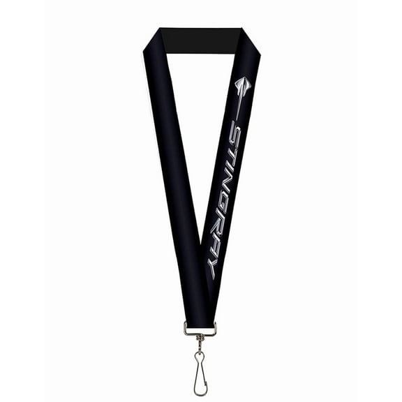 GM General Motors Lanyard, C7 Stingray Logo Black Silver, Elastic