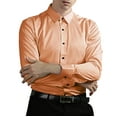 thumbnail image 4 of WTXUE Button-Up Shirts Long Sleeve, Notch Neck Shirts for Men Non Ironing Elastic Shirt Lapel Button Shirt Solid | Workwear for Men Orange XL, 4 of 4