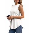 thumbnail image 2 of MOYIKO Summer Tank Top for Women Crew Neck Sleeveless Tshirt Casual Loose White Vest Tee Clothes Size XL, 2 of 7