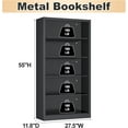 thumbnail image 3 of Bookcase,5 Tier Black Bookshelves,55" Tall Free Standing Metal Bookcase with Adjustable Storage Shelves,  Wide Bookshelf for Bedroom Living Room Home Office School (Black), 3 of 13