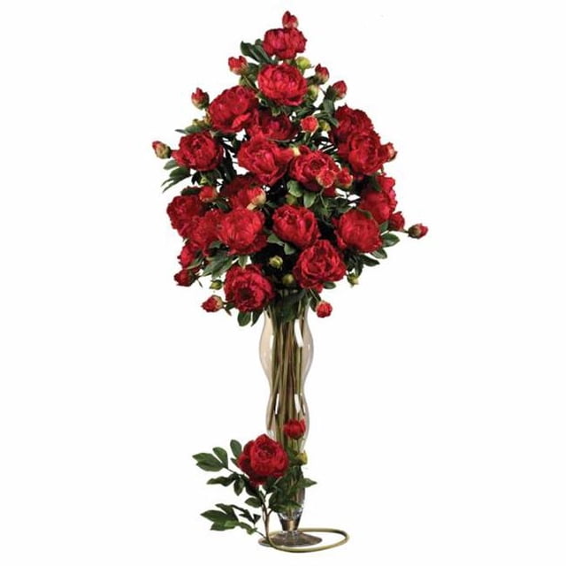 Nearly Natural 38.5 Pouces Pivoine avec Tige de Feuilles Rouge (Ensemble de 12)
