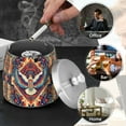 thumbnail image 4 of Yayeee Ashtray with Lid for Cigarette Smokeless Stainless Steel Home Ash Holder, Beige Geometric Eagle, 4 of 7