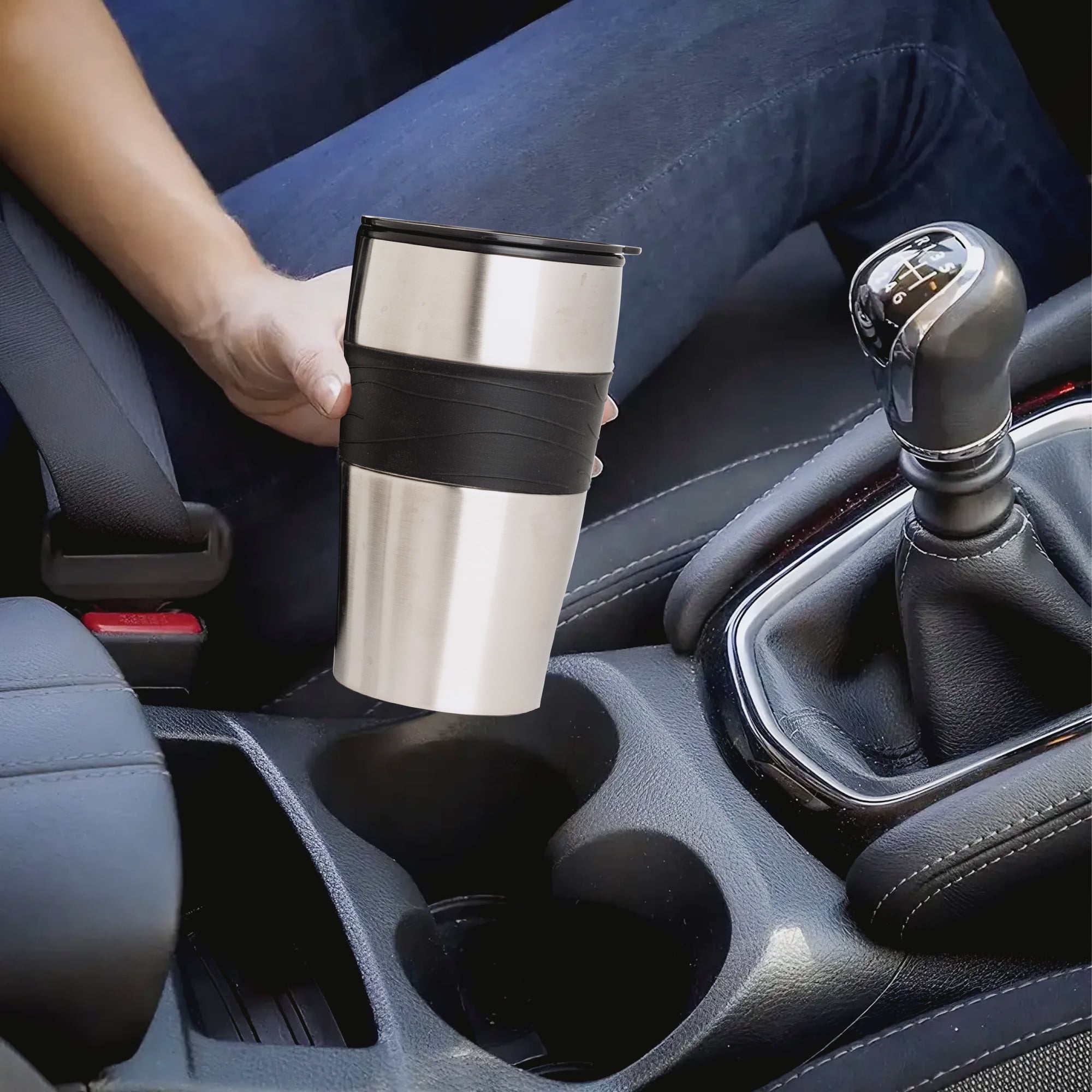 Mixpresso Personal Single Serve Coffee Maker & 14oz Travel Mug, Drip Small Coffee Maker & Tumbler, Auto Shut Off & Reusable Filter, Compatible with Coffee Grounds