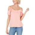 thumbnail image 2 of bar III Blusa con hombros descubiertos y ribete de volantes para mujer, rosa, mediana bar III Hombro frío, 2 of 2