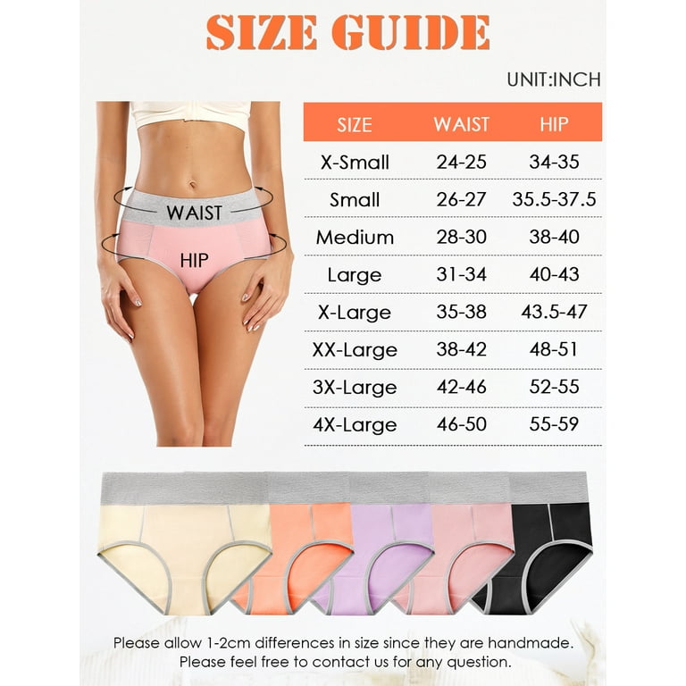 POKARLA Women's High Waisted Cotton Underwear Soft Breathable Panties  Stretch Briefs Regular & Plus Size 5-Pack