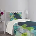 thumbnail image 5 of Ambesonne Navy Quilted Bedspread Set 2 Pcs, Grunge Abstract Flowers, Twin Size, Pale Green Navy Blue, 5 of 6
