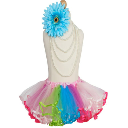 Efavormart 4 Layered Rainbow Girls Ballet Tutu Skirt for Dance Performance Events Wedding Party Banquet Event Dance