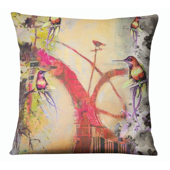 S4Sassy Decorative Bird Print Pillow Case Square Multicolour Cushion Cover Throw - Choose Size