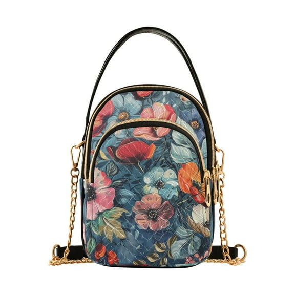 joogoo Women Boho Floral Chain Crossbody Bags Shoulder Handbag Phone Purse