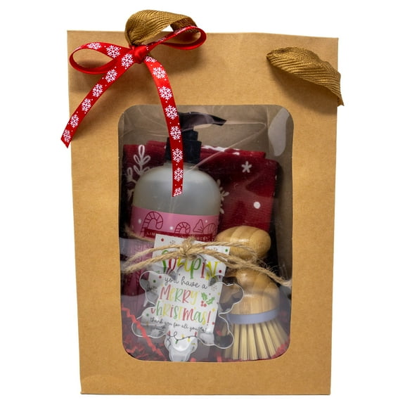 Holiday Kitchen Towel and Soap Gift Bag Set