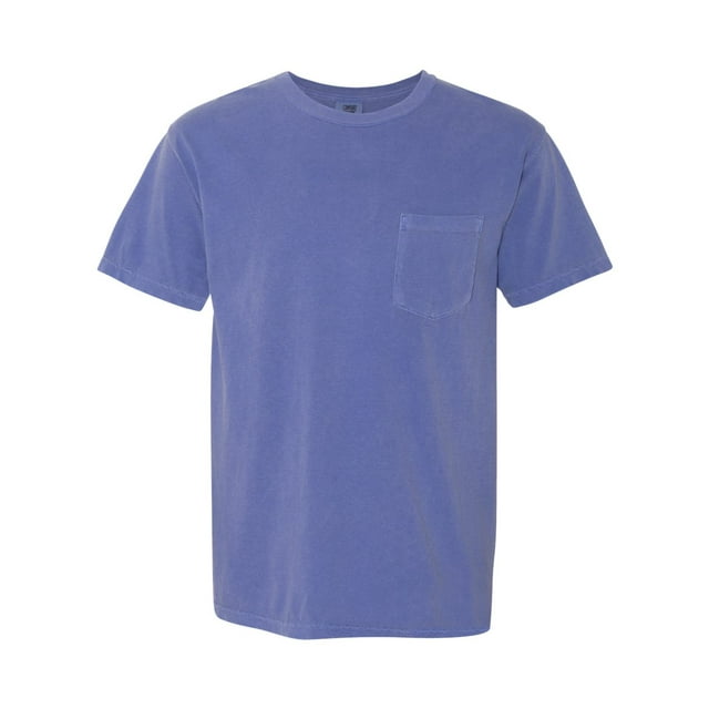 Comfort Colors T-Shirt à Poche pour Adulte, Épais, Teint en Pièce, 3TG, Pervenche