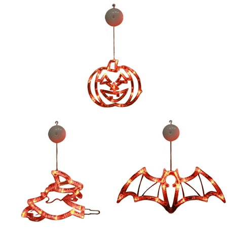 

Hangs Border Halloween Pumpkin Witch Modeling Lights Halloween Window Decoration Suction Cup Lights Bat Led Lights(need to Provide Their Own Batteries)