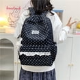 thumbnail image 3 of Polka Dot Print Lace Backpack, Large Capacity Multi-Pocket School Bag with Compartments for Travel Outdoor (Black 430*300*140), 3 of 6