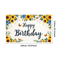 thumbnail image 3 of Yatrandify Floral Design Happy Birthday Banner Decorative Sunflower Butterfly Backdrop for Celebration Spring Party Outdoor Event, 3 of 8