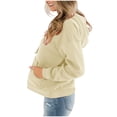 thumbnail image 4 of XFLWAM Womens Casual Hoodies Crew Neck Long Sleeve Sweatshirts With Pocket Lightweight Drawstring Pullover Tops Beige L, 4 of 6