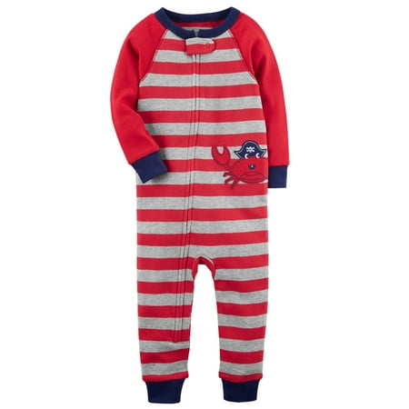 Carter's Baby Boys' 1-Piece Crab Snug Fit Cotton Footless PJs, 12 Months