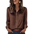 thumbnail image 3 of Zeagoo Womens Satin Blouse Long Sleeve V Neck Shirts Dressy Casual Button Down Business Shirts With Pockets, 3 of 6
