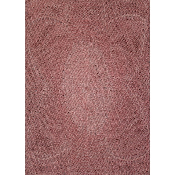 Ahgly Company Machine Washable Indoor Rectangle Transitional LightCoral Pink Area Rugs, 4' x 6'