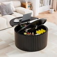 thumbnail image 3 of Fluted Lift Top Coffee Table with Storage, 31.5'' Farmhouse Round Coffee Tables for Living Room, Modern Wood Center Tables with Hidden Compartment for Home, Office (Black), 3 of 8
