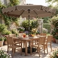 thumbnail image 3 of Costway Parasol de Patio 9 Pi avec Sacs de Sable à Base Lestée, Inclinaison à Bouton-Poussoir, Manivelle, Nervures Robustes, Brun, 3 of 10