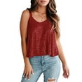 thumbnail image 3 of Women'S Sequin Tank Top Sleeveless Camisole Vest Tank Tops Shining Shirts Wine Red XL, 3 of 7