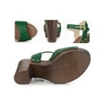 thumbnail image 2 of BLISSFUL STEP Mother's Day Platform Ankle Strap Block Heels Sandals for Women Green 7, 2 of 6