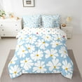 thumbnail image 2 of Manfei Groovy Flower Floral Bedding Comforter Set 7pcs for Kids, Kawaii Daisy Queen Bedding Sets, Dreamy Blue Cartoon Reversible Queen Sheet Sets, Luxury Bedroom Decor, 2 of 7