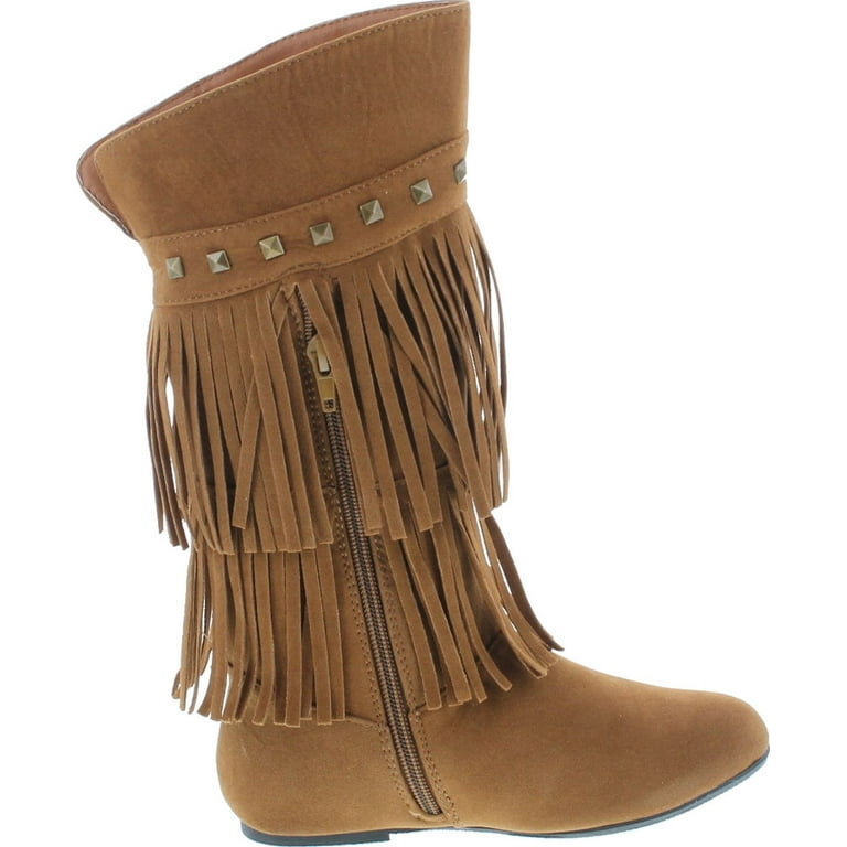Girls brown fringe hot sale boots