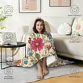 thumbnail image 4 of Wearable Blanket,Pioneer Flower Floral Print Pattern Hooded Wearable Flannel Blanket for Adults & Teens with Buckle,Winter Poncho Shawl Wrap Cape,50"x60", 4 of 5