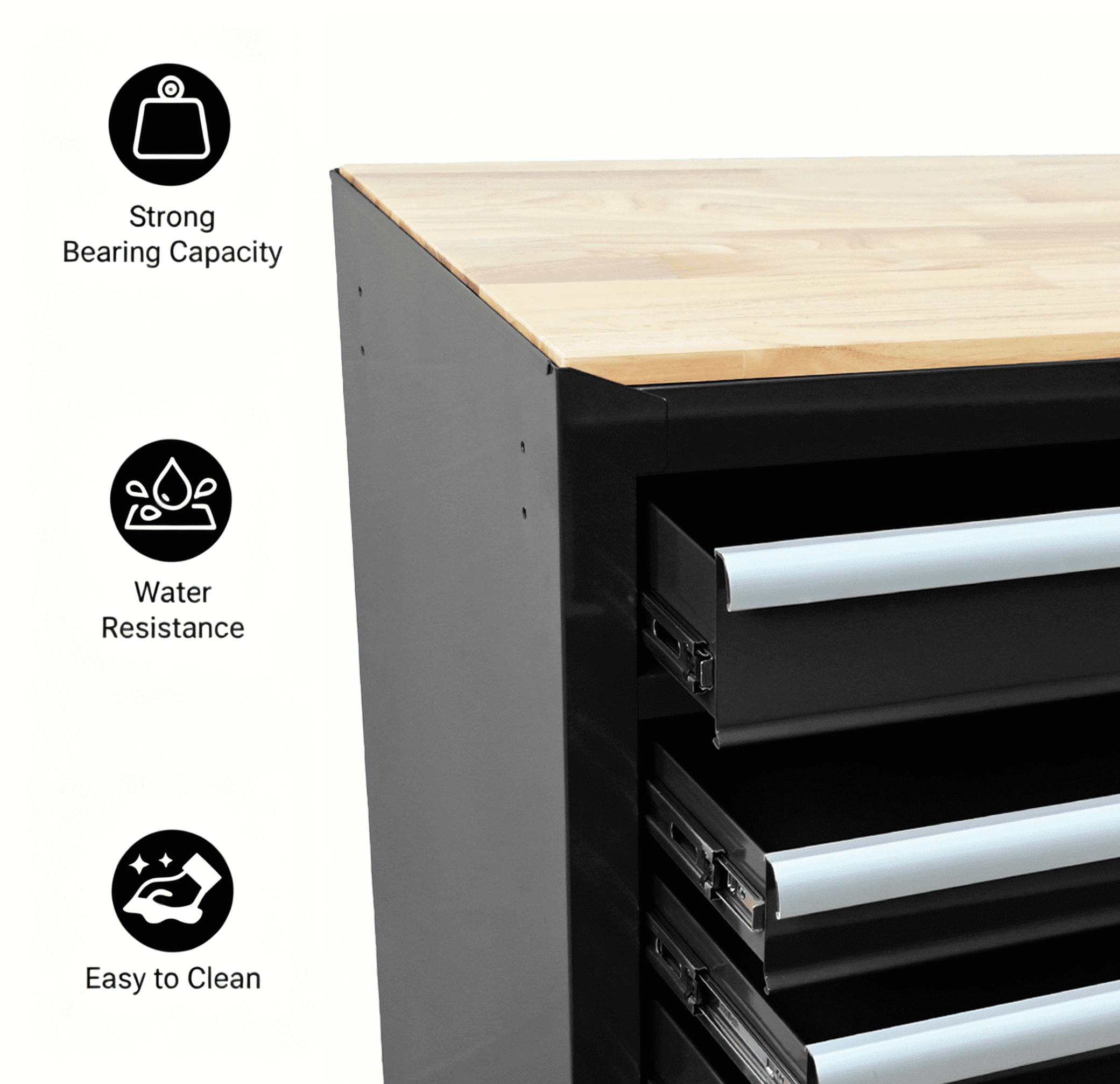 ARTMAN Heavy Duty Rolling 46 In  Tool Chest,9-Drawers, Mobile Tool Storage Cabinet/Work Bench with Wooden Top for Garage, Warehouse, Workshop, Repair Shop