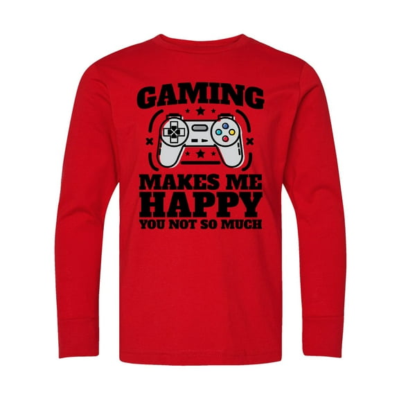 Inktastic Gaming Makes Me Happy Long Sleeve Youth T-Shirt