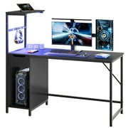 Bestier 48-Inch LED Gaming Desk with Adjustable Shelf and Storage Drawer, Black