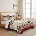 thumbnail image 5 of Quilts Twin XL Size Bedding Set, Red Poinsettia Christmas Lightweight Quilted Comforter, Xmas Winter Flowers Leaves Retro Reversible Bedspread Coverlet with Pillow Covers for All Season, 68" x 98", 5 of 9