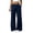 Dark Blue, variant on Women Linen Cotton Flow Pants Large Patch Pocket Drawstring Elastic Waist Wide Leg Trousers for Daily Street Wear