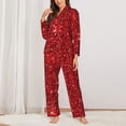 thumbnail image 3 of Bingfone Womens Pajama Sets Red Glitter Print,Long Sleeve Loungewear Pajamas Set-Small, 3 of 9