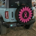 thumbnail image 3 of Pink Ribbon Flower Waterproof Fabric Spare Tire Cover, Breast Cancer Tire Decor For Suv Rv Camper Trailer Truck 14 15 16 17 18In. Gifts In Breast Cancer Awareness Month, 3 of 5