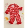 thumbnail image 5 of Cjfdfy Toddler Baby Girl Christmas Valentines Day Silk Stain Pajamas Set Kids Girl PJS Set Sleepwear Spring Fall Winter Clothes Bow Long Sleeve Button Down Shirt with Long Pants Set Loungewear 1-7Y, 5 of 9