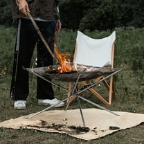 LOLIPPYY Portable Beige Fireproof Blanket Fire Resistant Mat with Copper Eyelets for Camping Bbq
