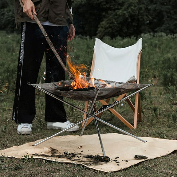 LOLIPPYY Portable Beige Fireproof Blanket Fire Resistant Mat with Copper Eyelets for Camping Bbq