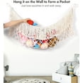 thumbnail image 3 of Large Stuffed Animal Storage Upgraded [in Wide/Handwoven Macrame/Cream] Toy Storage Net Hammock for Flat Wall Hardware Included, 3 of 7
