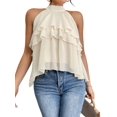 thumbnail image 2 of Women'S Layered Ruffle Hem Sleeveless Halter Chiffon Blouse Flowy Tank Tops Color XXL, 2 of 9